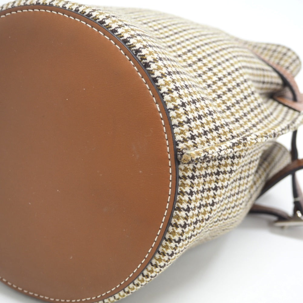 CELINE Handbag Wool, Leather Brown Women Used