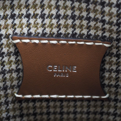 CELINE Handbag Wool, Leather Brown Women Used