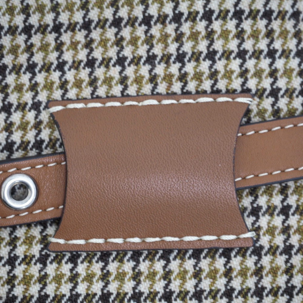 CELINE Handbag Wool, Leather Brown Women Used