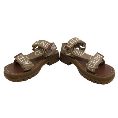 CELINE Sandals canvas Brown leo strappy Women 37 Secondhand
