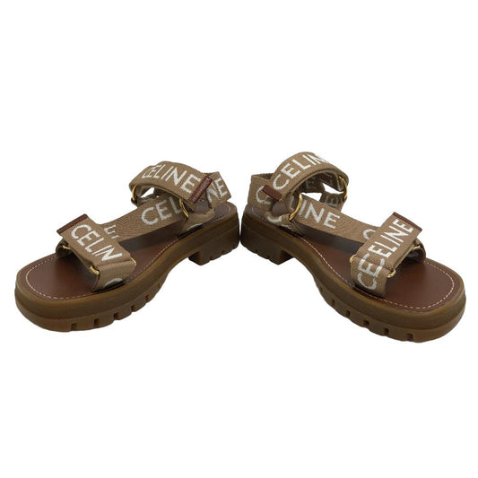 CELINE Sandals canvas Brown leo strappy Women 37 Secondhand