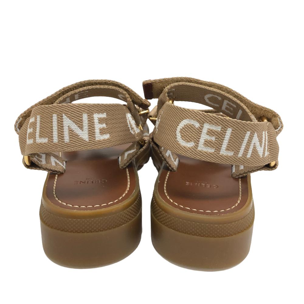 CELINE Sandals canvas Brown leo strappy Women 37 Secondhand