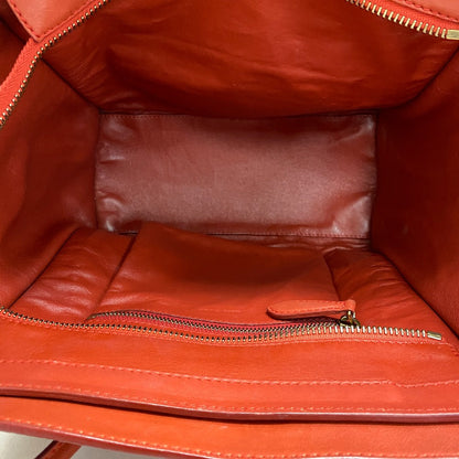 CELINE Handbag leather Red Luggage micro shopper Women Used