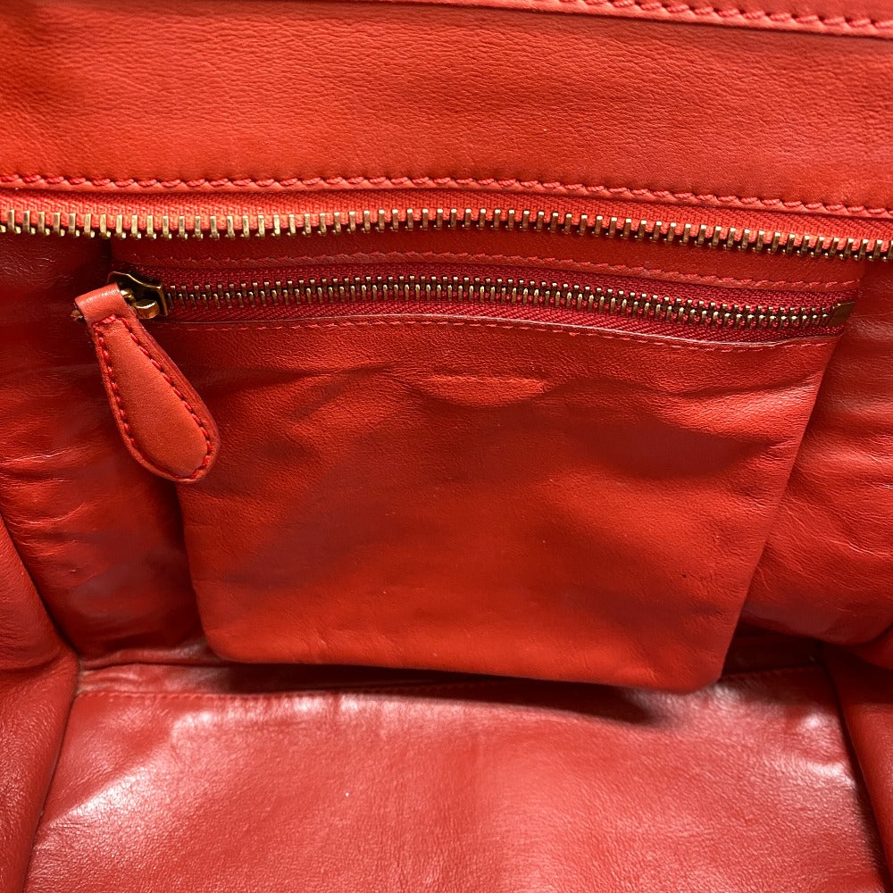 CELINE Handbag leather Red Luggage micro shopper Women Used