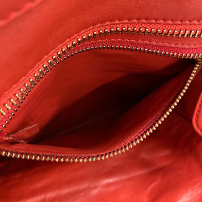 CELINE Handbag leather Red Luggage micro shopper Women Used