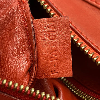 CELINE Handbag leather Red Luggage micro shopper Women Used