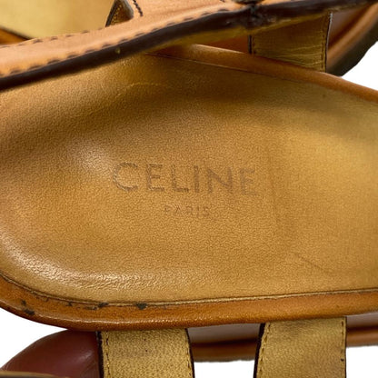 CELINE Sandals leather Brown Wedge sole Triomphe Women 38 Secondhand