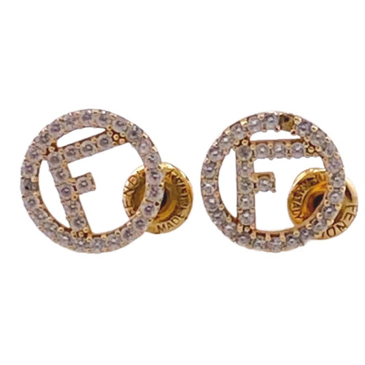 FENDI Pierce gold Rhinestone Ehuise Fendi