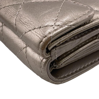 CHANEL Tri-fold wallet leather gold Compact wallet
