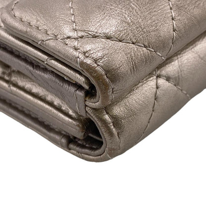 CHANEL Tri-fold wallet leather gold Compact wallet