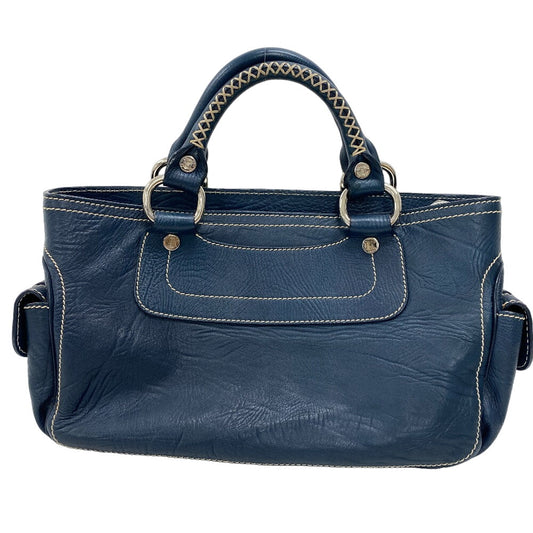 CELINE Handbag leather Navy Boogie bag Women Used