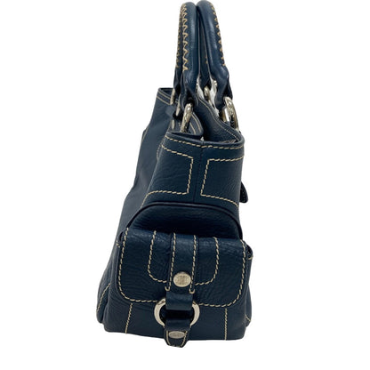 CELINE Handbag leather Navy Boogie bag Women Used