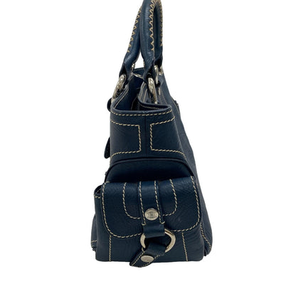 CELINE Handbag leather Navy Boogie bag Women Used