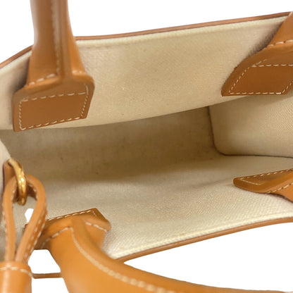 CELINE Shoulder Bag Canvas, Leather beige 2way handbag Vertical Women Used