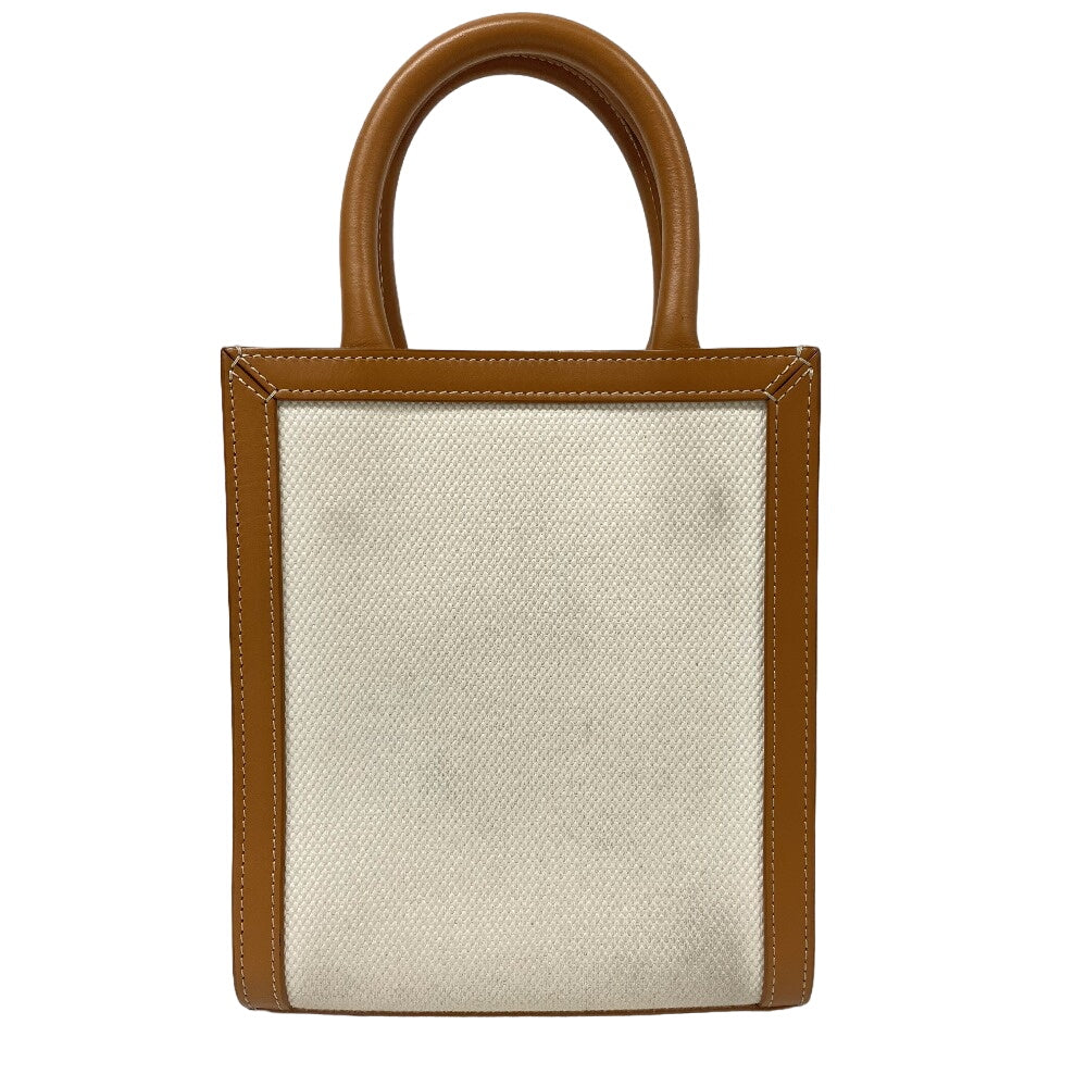 CELINE Shoulder Bag Canvas, Leather beige 2way handbag Vertical Women Used