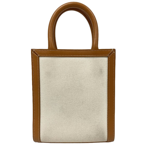 CELINE Shoulder Bag Canvas, Leather beige 2way handbag Vertical Women Used