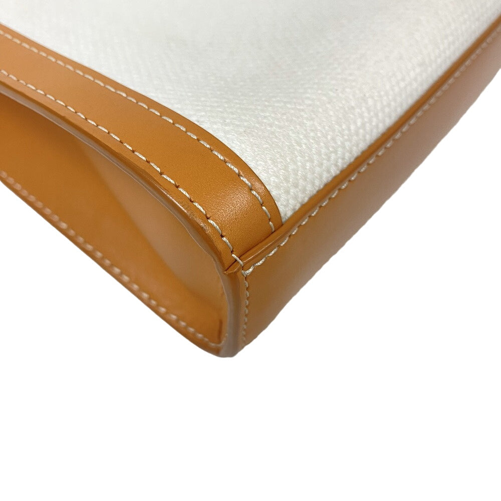 CELINE Shoulder Bag Canvas, Leather beige 2way handbag Vertical Women Used