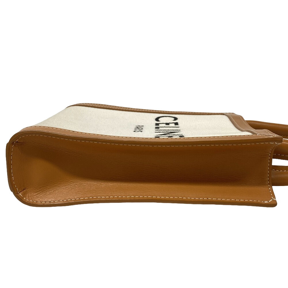 CELINE Shoulder Bag Canvas, Leather beige 2way handbag Vertical Women Used