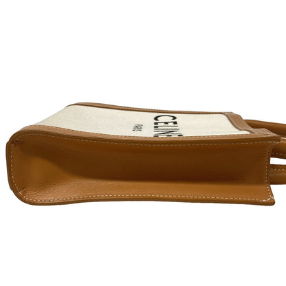 CELINE Shoulder Bag Canvas, Leather beige 2way handbag Vertical Women Used