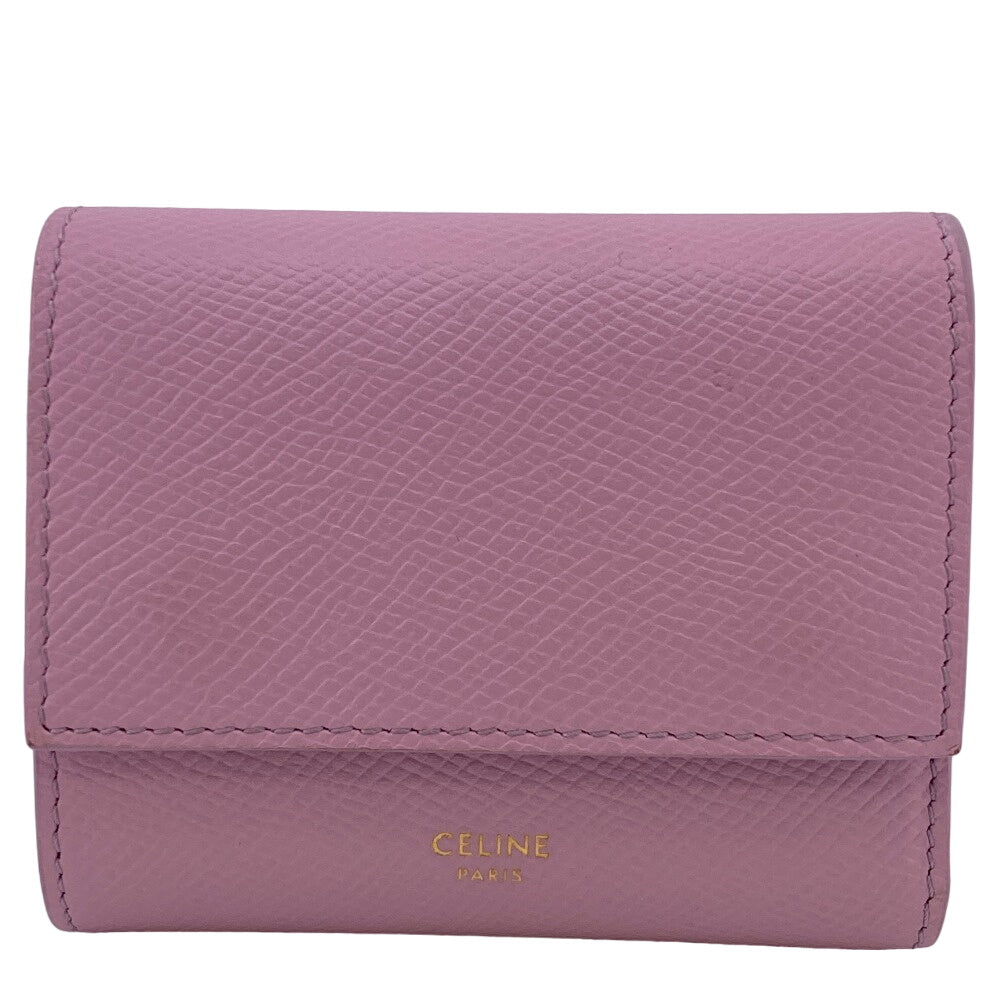 CELINE Tri-fold wallet leather pink Small trifold Women Used