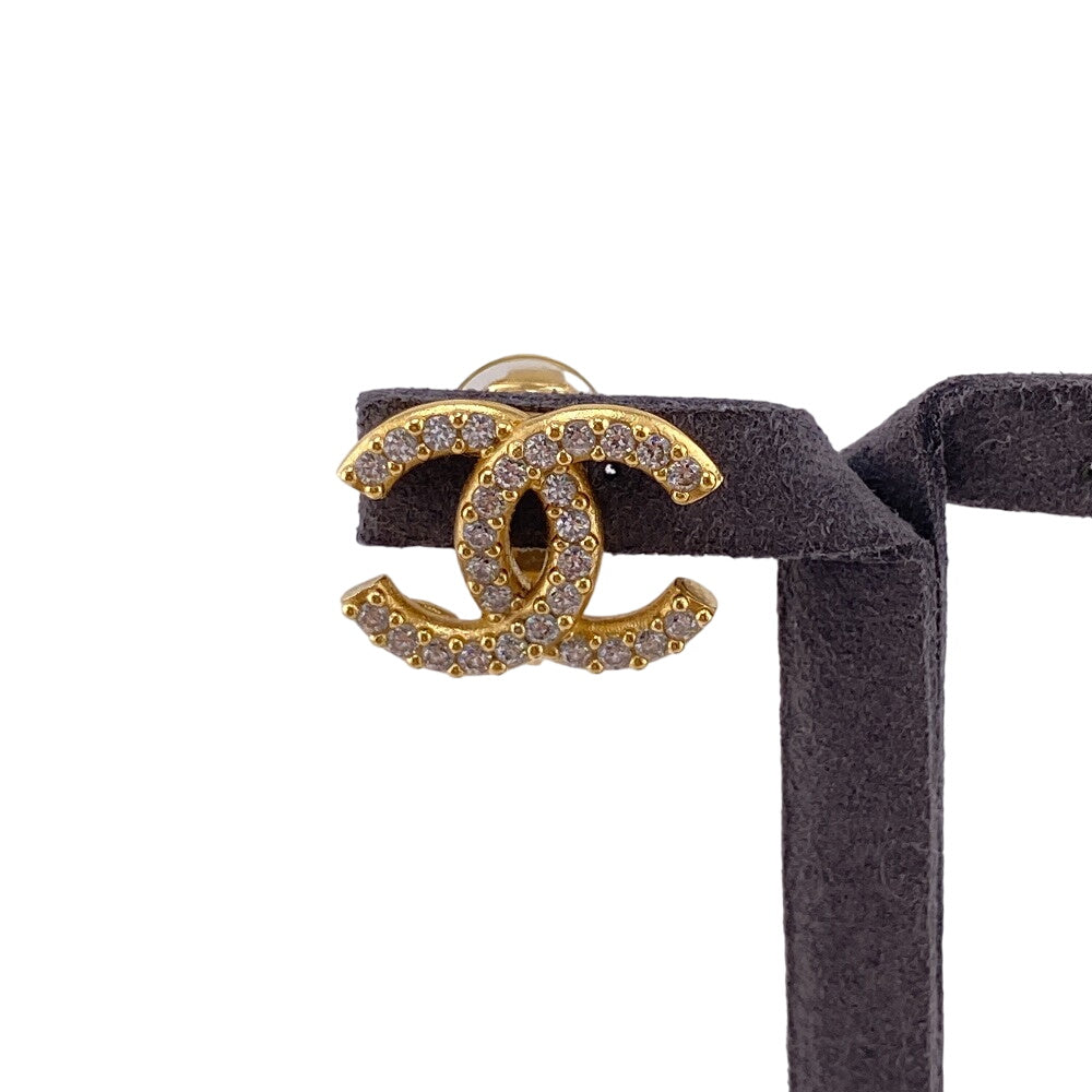 CHANEL Earring Gold Plated gold Rhinestone COCO Mark