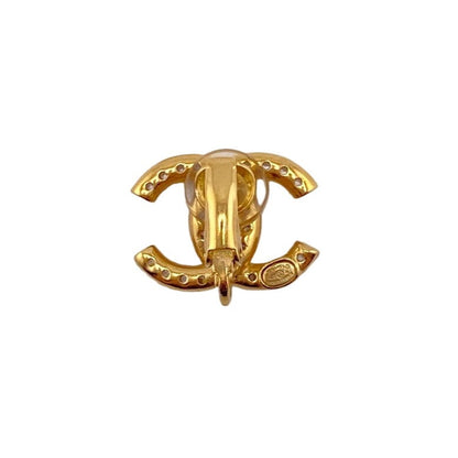 CHANEL Earring Gold Plated gold Rhinestone COCO Mark