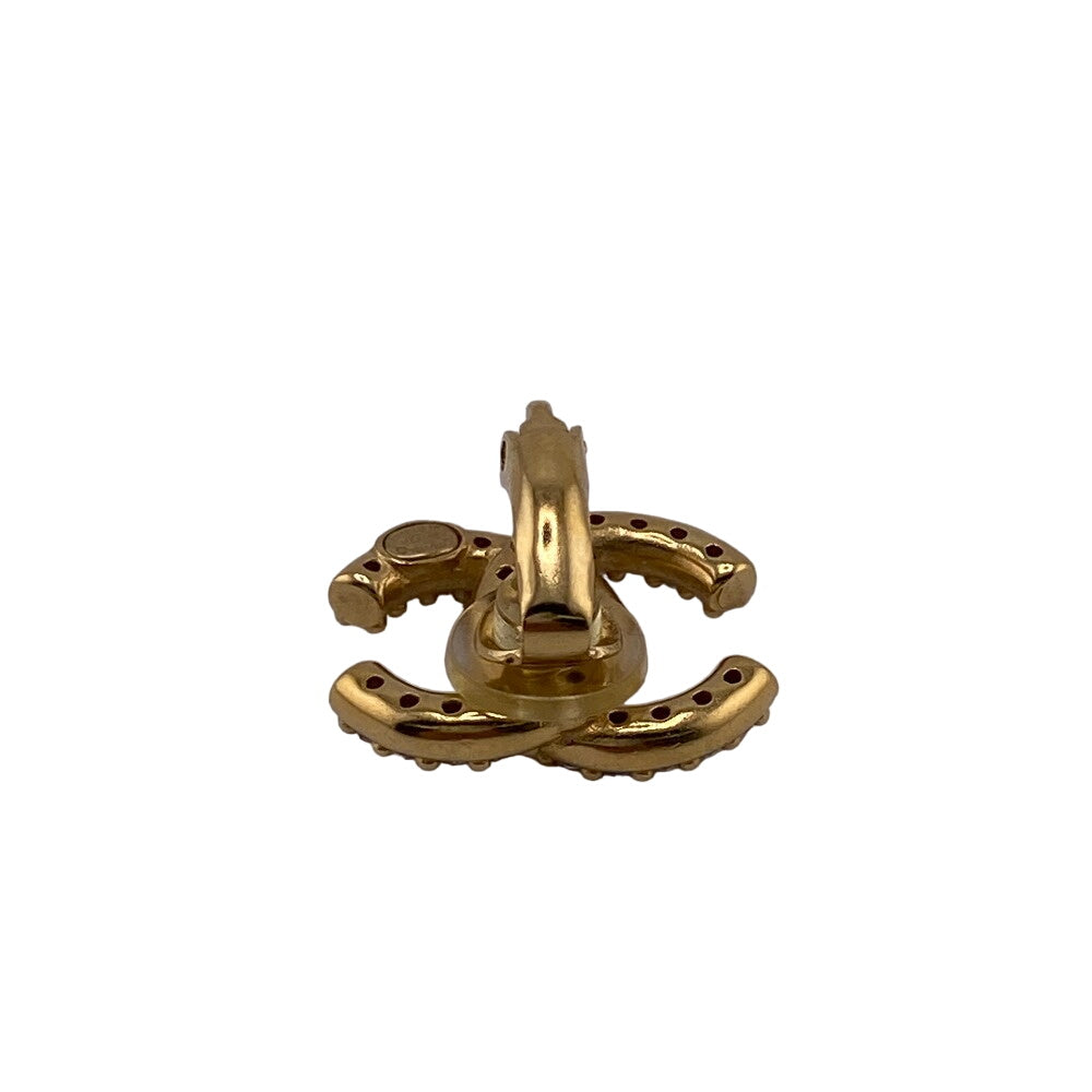 CHANEL Earring Gold Plated gold Rhinestone COCO Mark