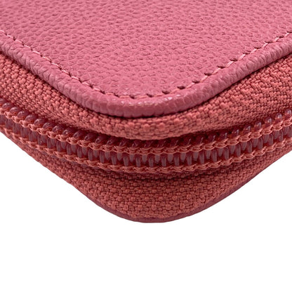 CHANEL Long Wallet Purse Caviar skin pink Round zip wallet COCO Mark Women