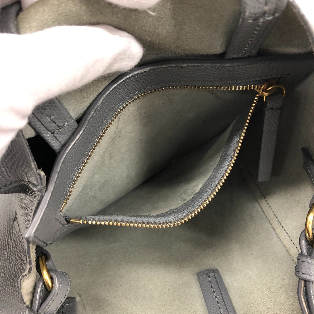 CELINE Handbag leather gray 2WAYShoulder Vertical hippo small Women Used