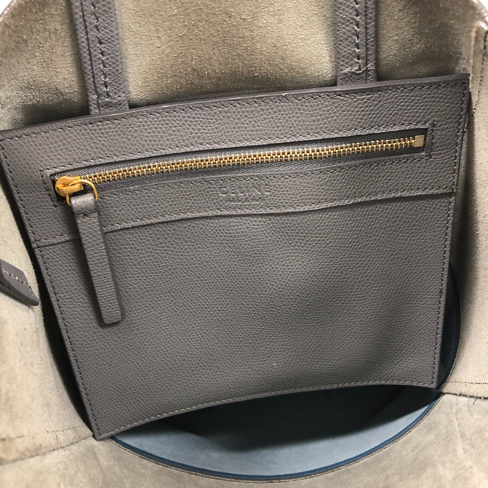CELINE Handbag leather gray 2WAYShoulder Vertical hippo small Women Used