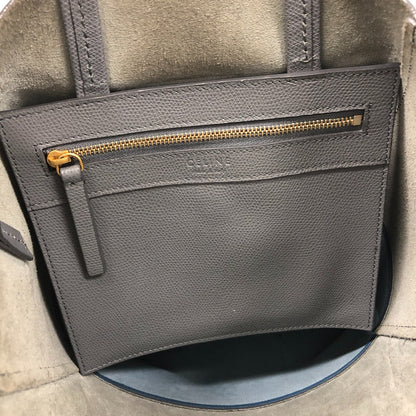 CELINE Handbag leather gray 2WAYShoulder Vertical hippo small Women Used