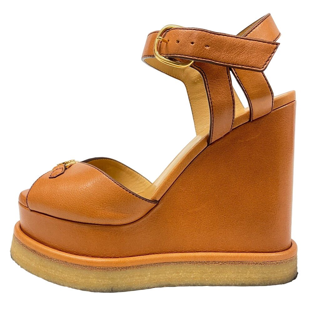 CELINE Sandals leather Brown Wedge sole sandals Triomphe Women 35 Used