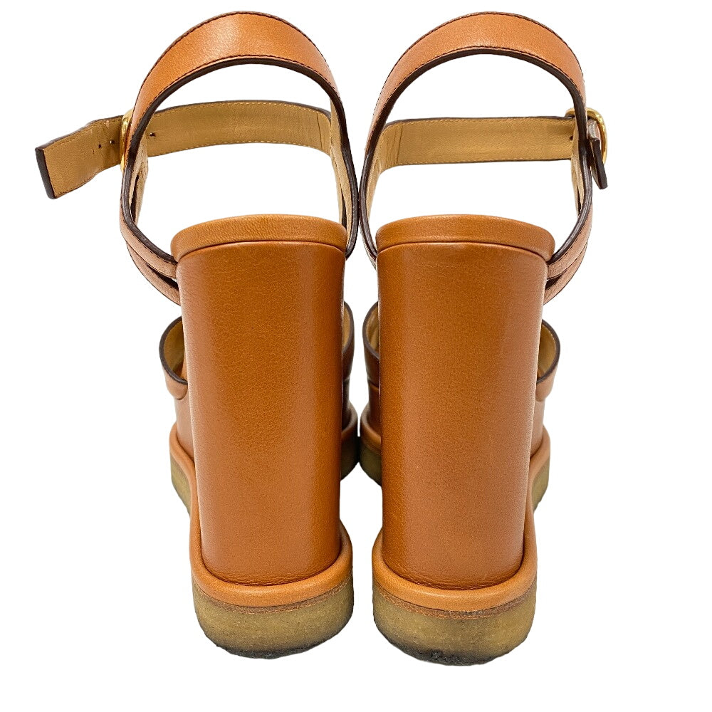 CELINE Sandals leather Brown Wedge sole sandals Triomphe Women 35 Used