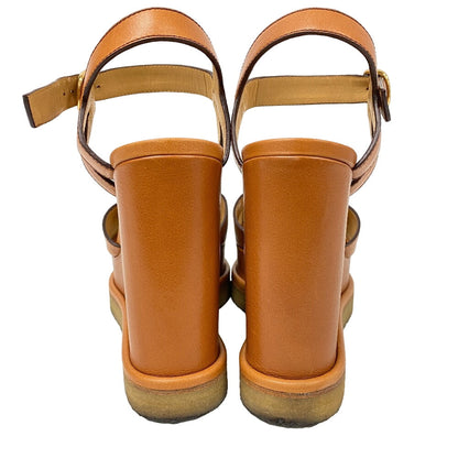 CELINE Sandals leather Brown Wedge sole sandals Triomphe Women 35 Used