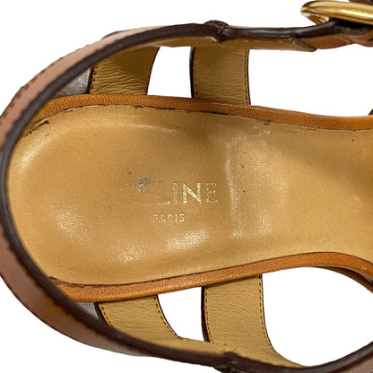 CELINE Sandals leather Brown Wedge sole sandals Triomphe Women 35 Used