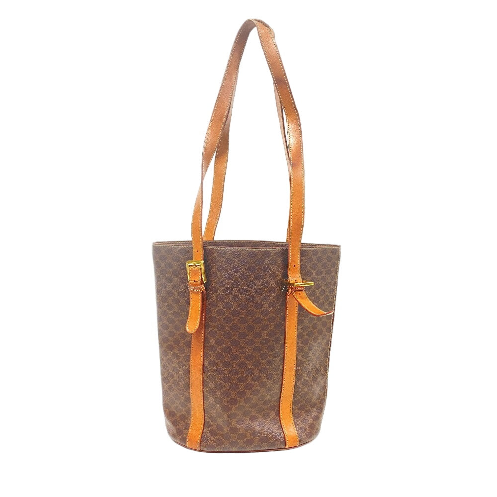 CELINE Tote Bag leather Brown one belt Macadam Women Used