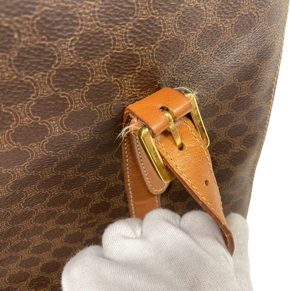 CELINE Tote Bag leather Brown one belt Macadam Women Used