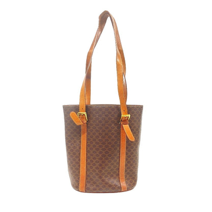 CELINE Tote Bag leather Brown one belt Macadam Women Used