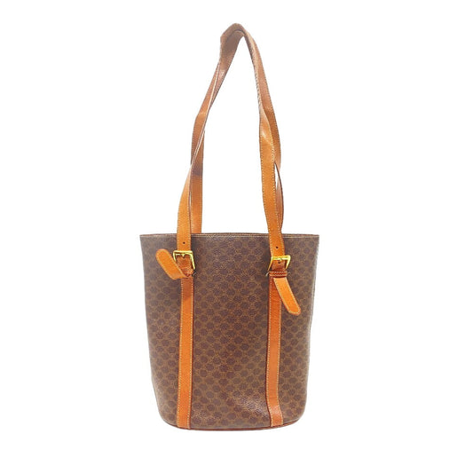 CELINE Tote Bag leather Brown one belt Macadam Women Used