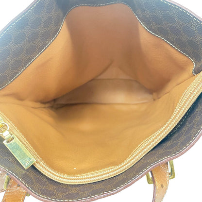 CELINE Tote Bag leather Brown one belt Macadam Women Used