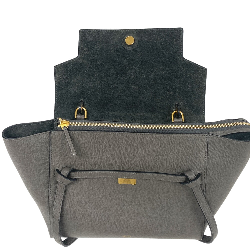 CELINE Handbag leather gray 2WAY Belt bag mini Women Used
