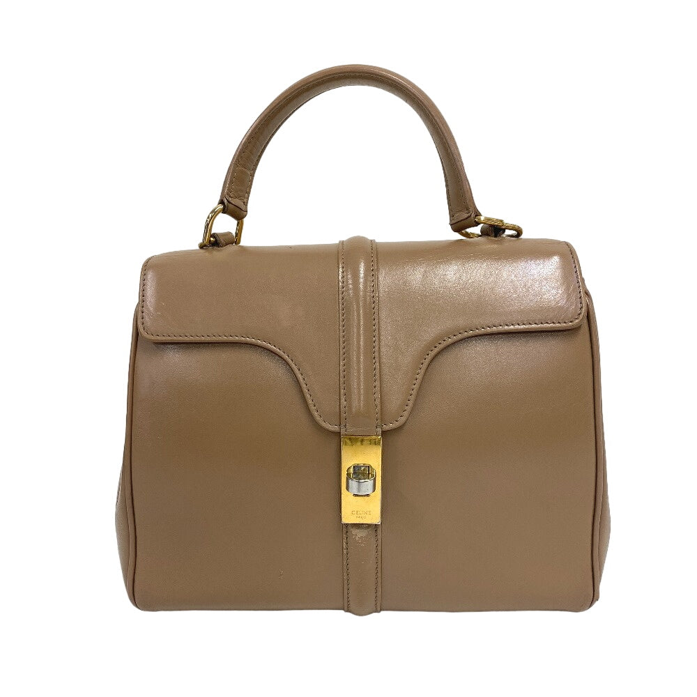 CELINE Handbag leather beige 2WAY Shoulder Bag 16 Says Small Women Used