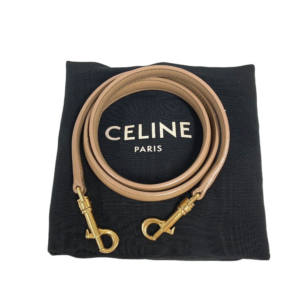 CELINE Handbag leather beige 2WAY Shoulder Bag 16 Says Small Women Used