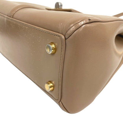 CELINE Handbag leather beige 2WAY Shoulder Bag 16 Says Small Women Used