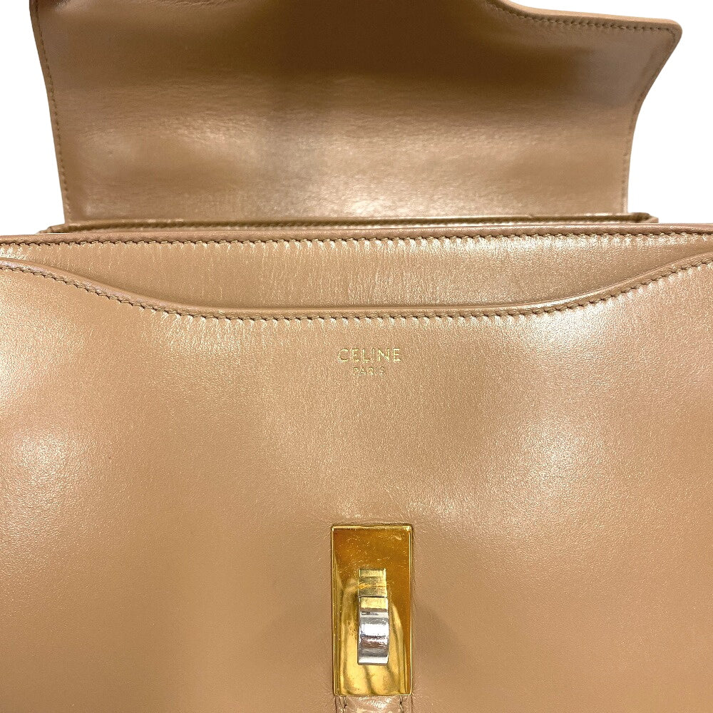 CELINE Handbag leather beige 2WAY Shoulder Bag 16 Says Small Women Used