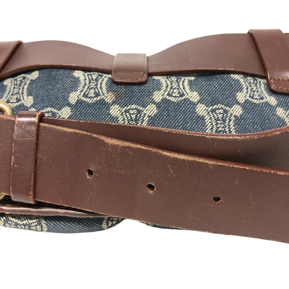 CELINE Sling bag Denim, Leather blue Waist pouch Macadam Triomphe Women Used