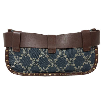 CELINE Sling bag Denim, Leather blue Waist pouch Macadam Triomphe Women Used