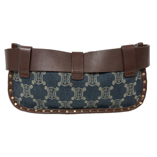 CELINE Sling bag Denim, Leather blue Waist pouch Macadam Triomphe Women Used