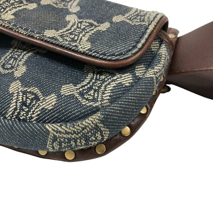 CELINE Sling bag Denim, Leather blue Waist pouch Macadam Triomphe Women Used