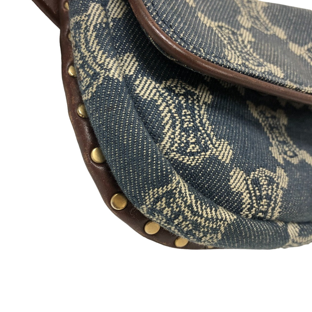 CELINE Sling bag Denim, Leather blue Waist pouch Macadam Triomphe Women Used